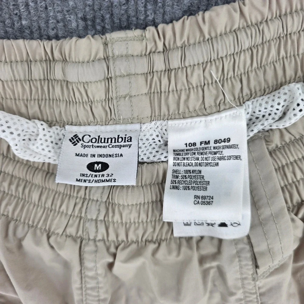 Columbia Omni-Shade Convertible Cargo Pants Tan Beige Mens 28x31.5 Hiking Shorts
